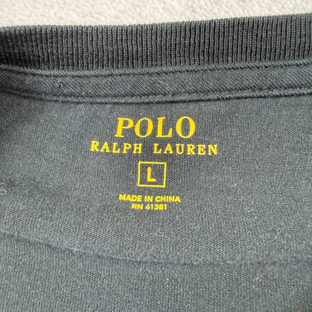 Polo Ralph Lauren Mens Long Sleeve Pocket T-Shirt Black Red Pony Cotton Large